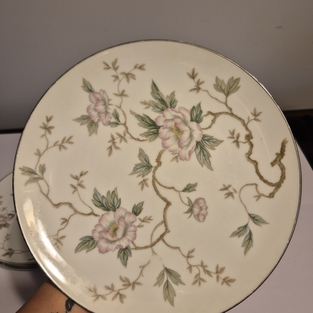 Noritake Floral Dinner Plate with Pink and Green Accents